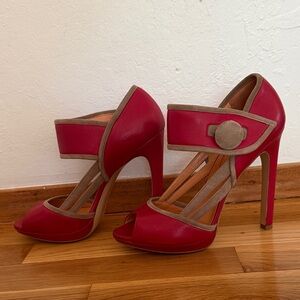 Edmundo Castillo Red and Tan Leather Women's Heels